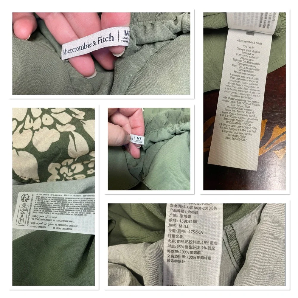 Abercrombie & Fitch Green Floral Flowy Maxi Dress Open Back Boho Fairy Beach MT